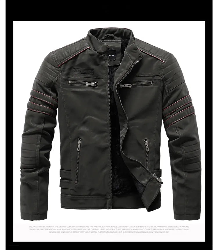 Leather Jacket Fleece Warm