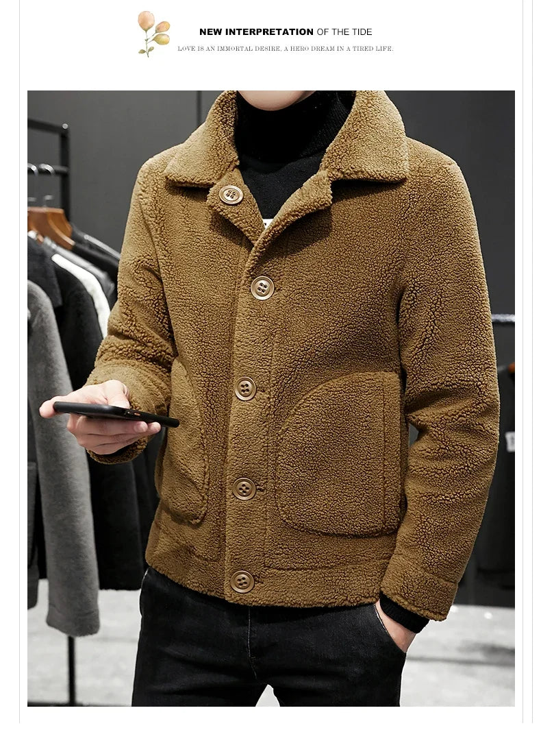 Men's Winter Warm Wool Jacket Men's Granular Wool