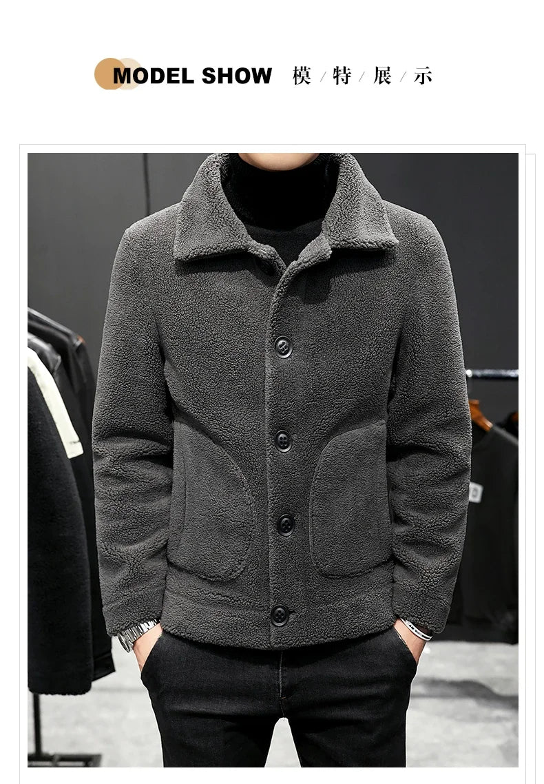 Men's Winter Warm Wool Jacket Men's Granular Wool