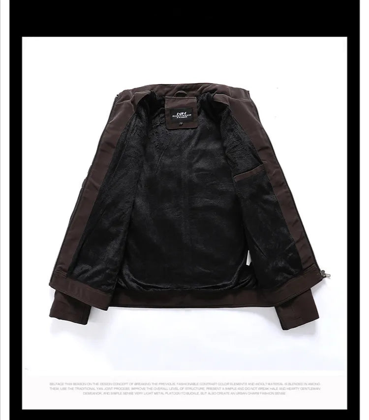 Leather Jacket Fleece Warm