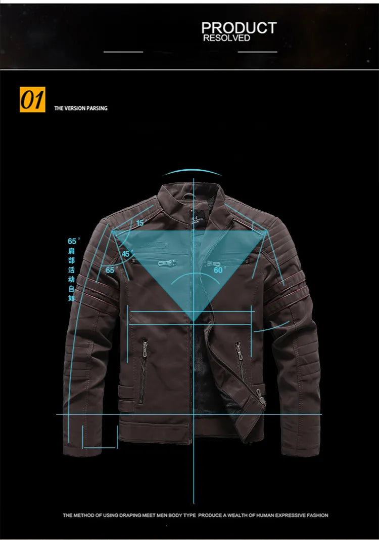 Leather Jacket Fleece Warm