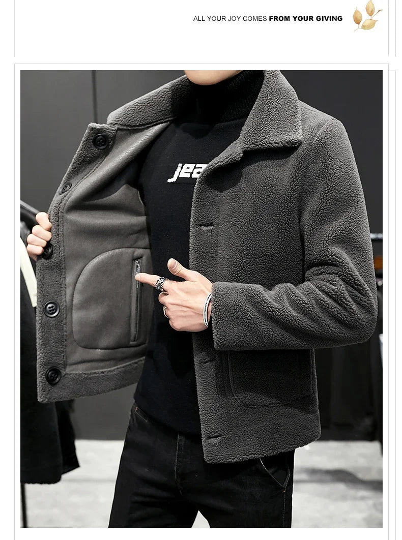 Men's Winter Warm Wool Jacket Men's Granular Wool