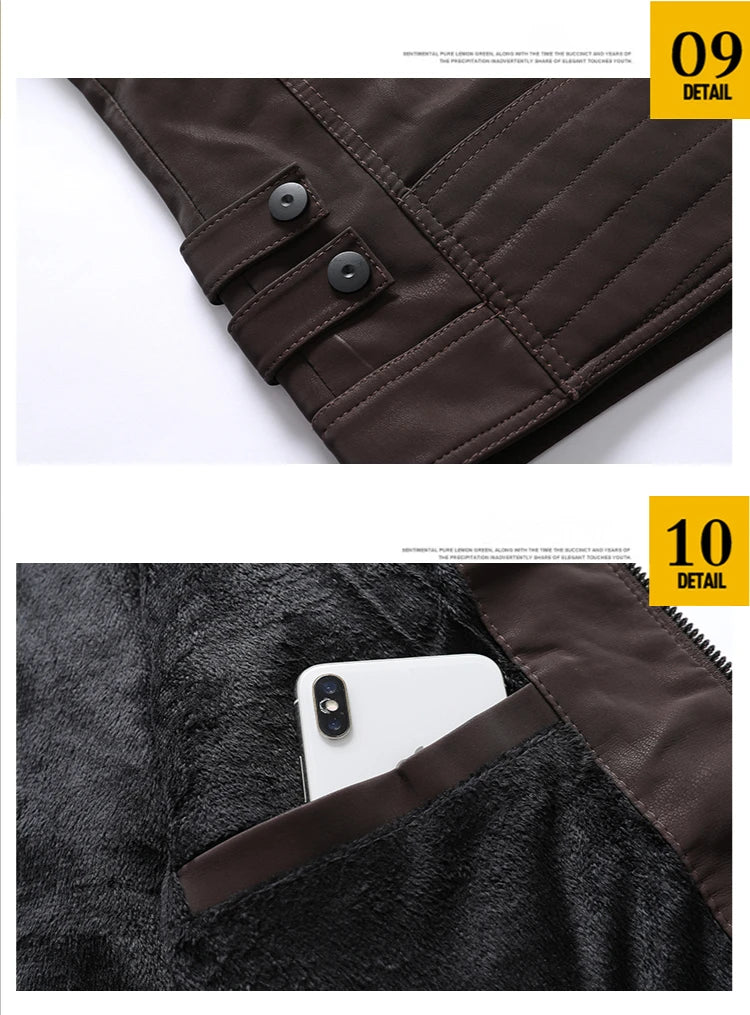 Leather Jacket Fleece Warm