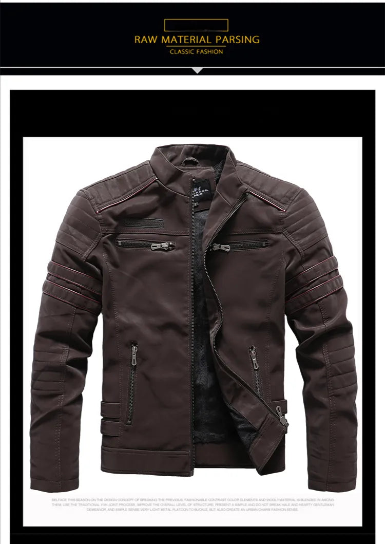 Leather Jacket Fleece Warm